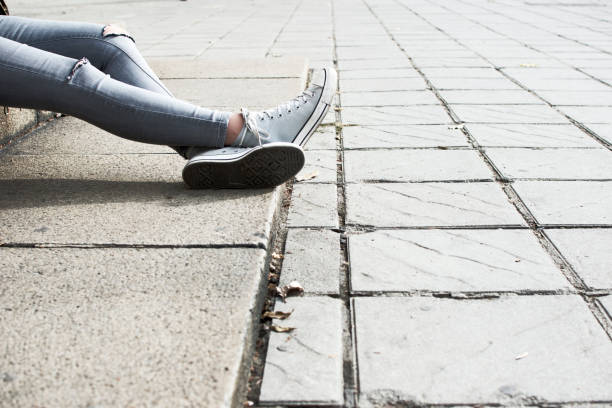 Picture of girl legs in a city street