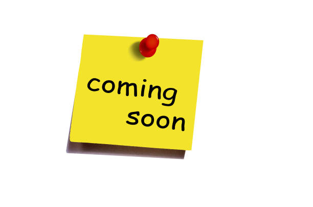 Coming Soon... "Coming Soon" text on yellow paper on white background adhesive note photos stock pictures, royalty-free photos & images