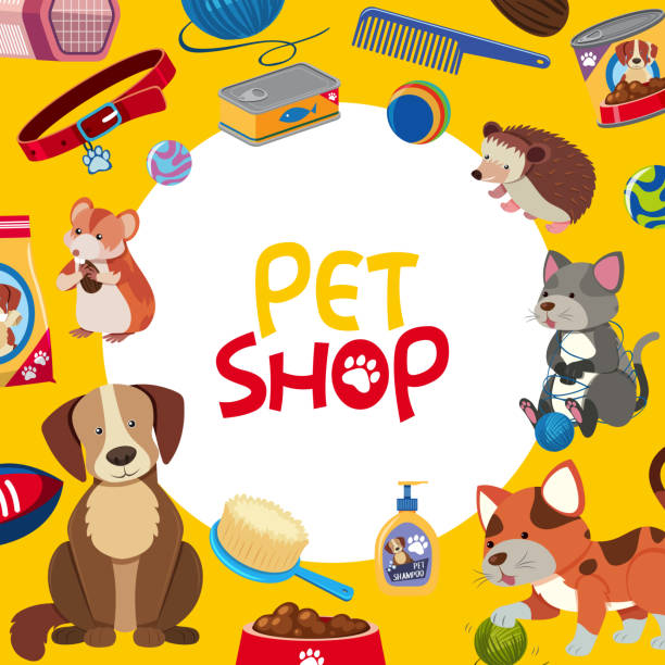 Pet Shop Poster Design With Many Pets And Accessories Stock Illustration -  Download Image Now - iStock