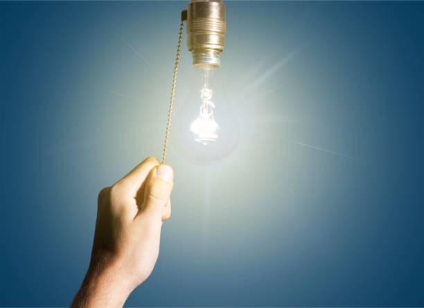 switch. - alternative energy data fuel and power generation light bulb - fotografias e filmes do acervo