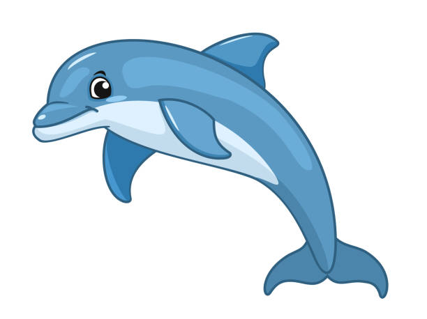 illustrazioni stock, clip art, cartoni animati e icone di tendenza di delfino isolato su sfondo bianco. illustrazione vettoriale. - happy dolphin