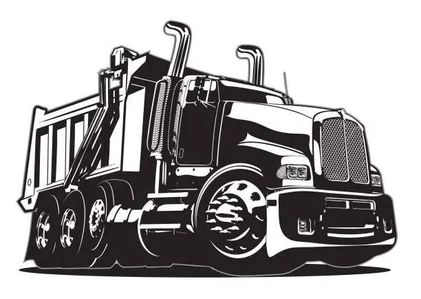 Vector illustration of Vector Cartoon Dump Truck