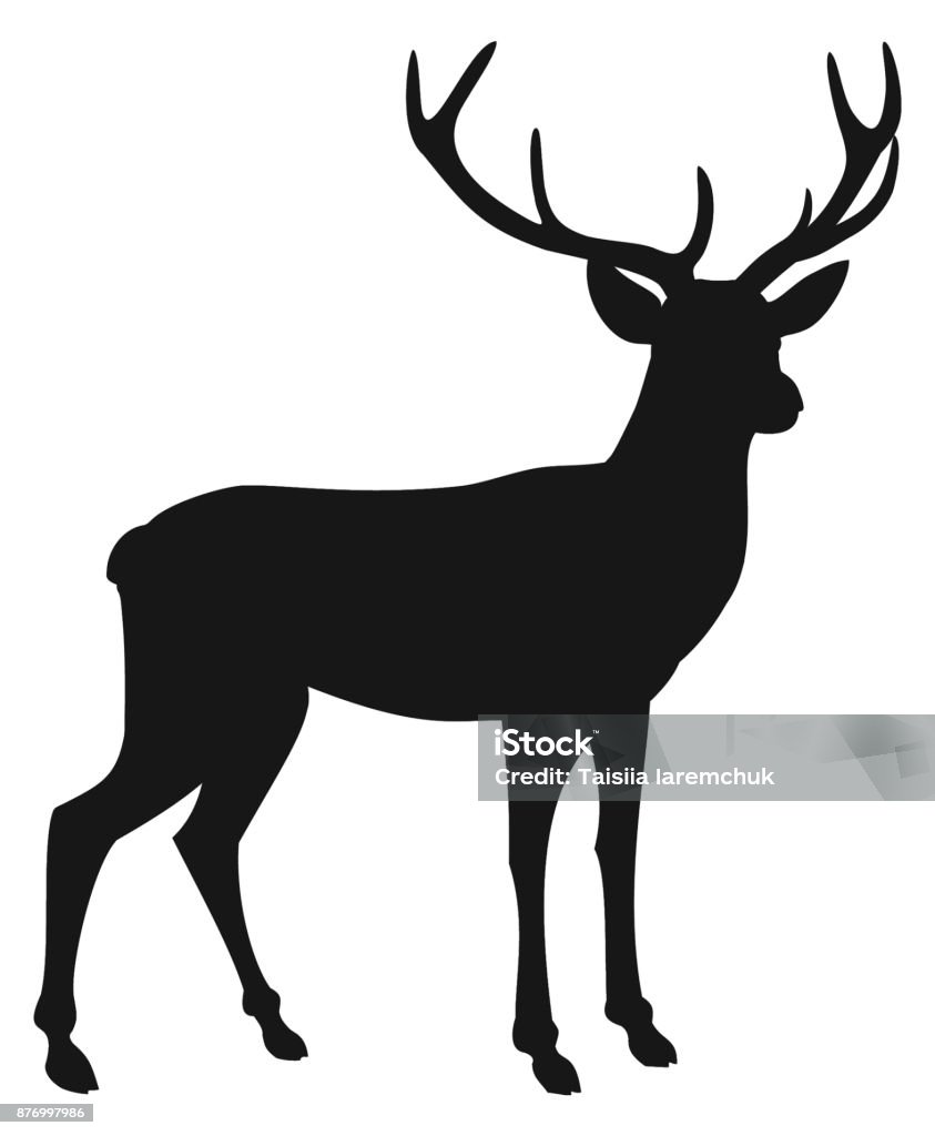 Deer silhouette isolated on white background. Vector illustration. Deer stock vector