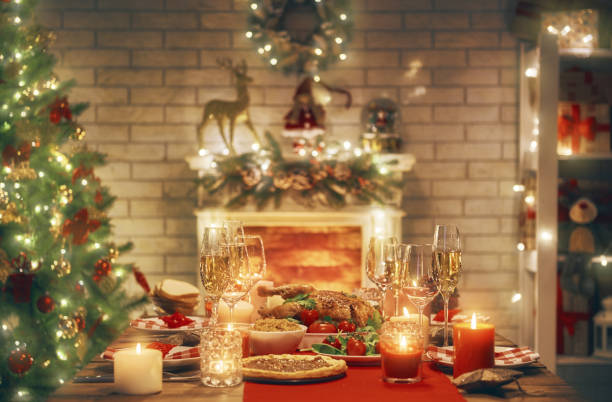 istock room decorated for Christmas 876998126
