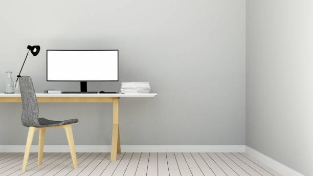 istock 3D Rendering minimal style Interior minimal work space or living room and wall decorate in hotel 876998840