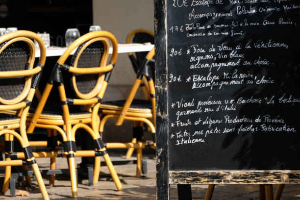 istock Menu board at French restaurant 877002464