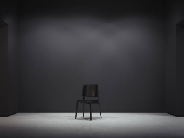 istock Black chair in dark interior. 3d rendering 877005320