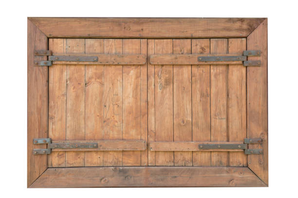 istock A rustic wooden window is a white background 877006118