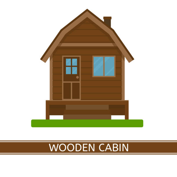 ikona drewnianego domku - hut cabin isolated wood stock illustrations