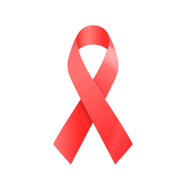 Realistic red ribbon. World aids day symbol isolated on white background. Vector illustration Realistic red ribbon. World aids day symbol isolated on white. Vector illustration world aids day stock illustrations