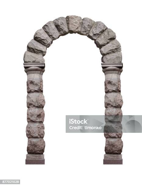 Ancient Architectural Arch Of Stone Rust Isolated On White Background Stock Photo - Download Image Now