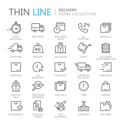 Collection of delivery thin line icons. Vector eps 10