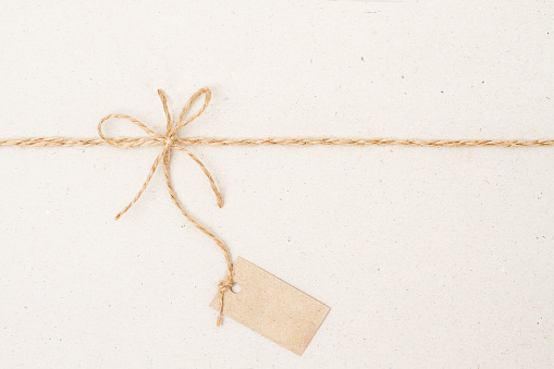 Paper Tag Label and Rope Bow, Present Pricing Decoration with Natural Twine String