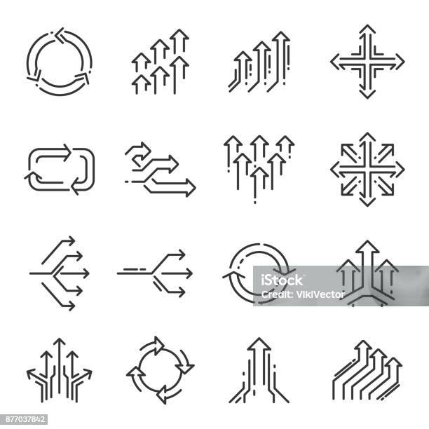 Transition Line Icon Set Stock Illustration - Download Image Now - Icon Symbol, Repetition, Traffic Arrow Sign