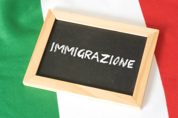 istock Flag of Italy and immigration 877038024