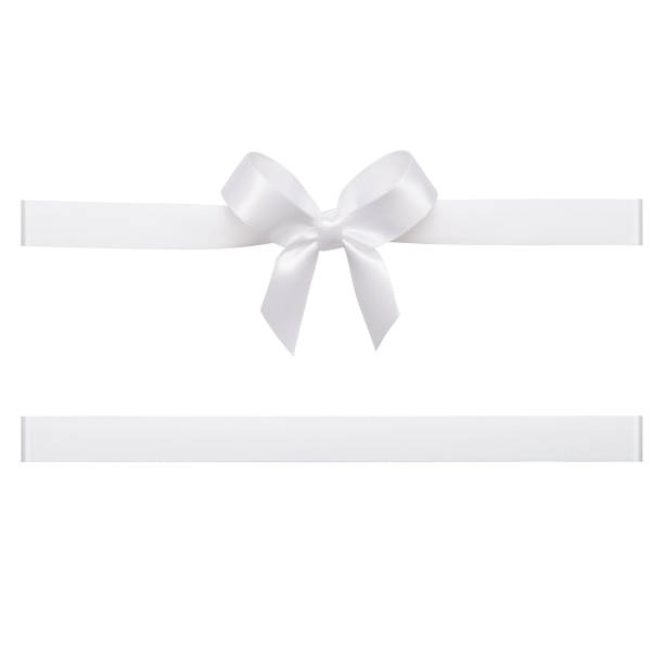 istock White gift ribbon tied in a bow on white background, cut out 877038492