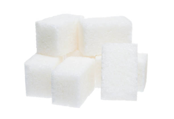 istock Group of sugar  cubes isolated on white background 877042000