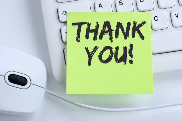 istock Thank you on notepaper office business concept mouse 877052364