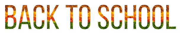 istock word Back to school written with leaves white isolated background, banner for printing, creative illustration of colored leaves. 877053588