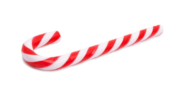 canne en sucre isolé sur fond blanc - candy candy cane christmas sweet food photos et images de collection