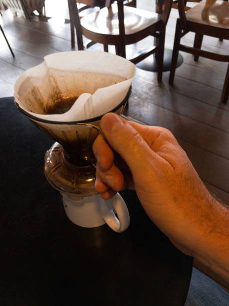 Holding coffee cup with right hand