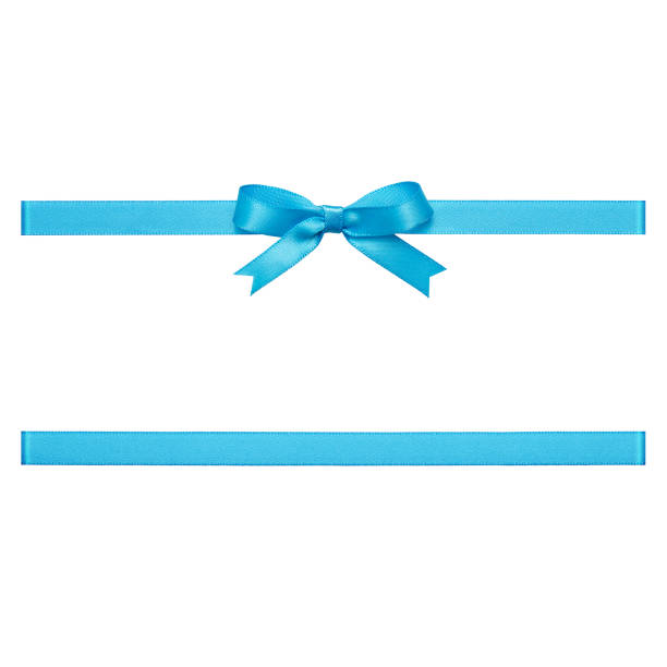istock Blue gift ribbon tied in a bow on white background, cut out 877065516