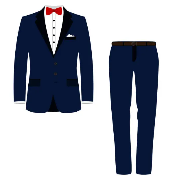 Vector illustration of Wedding men's suit, tuxedo.