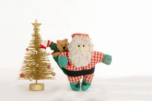 istock Santa Claus  and Christmas  tree  on white  Background. 877072632