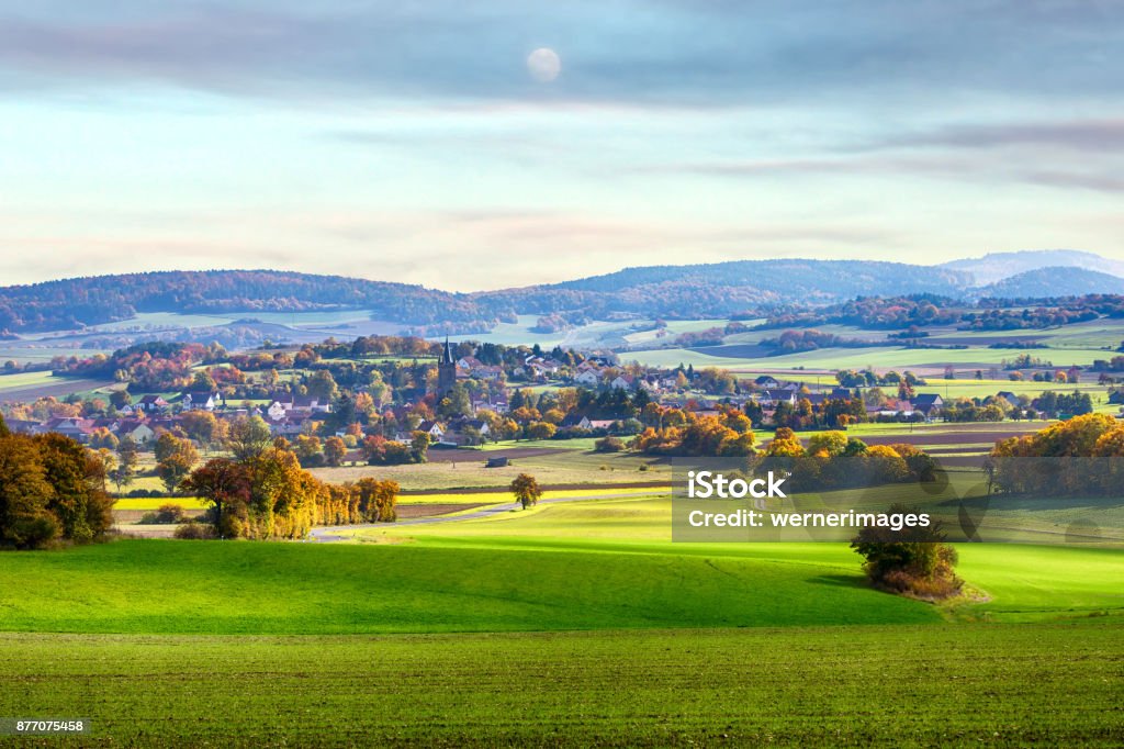 small town in a valley on bavaria countryside small idyllic town in a valley on bavaria countryside Landscape - Scenery Stock Photo