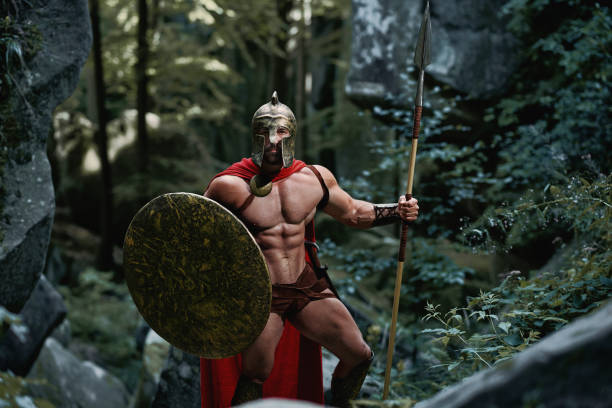 istock Spartan warrior in the woods 877075870
