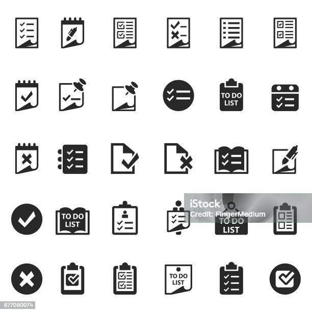 Checklist Icon Set Stock Illustration - Download Image Now - Checklist, List, Clipboard