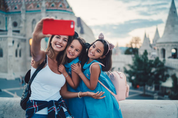 istock Mother with kids taking selfie 877083358
