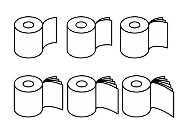 Vector illustration of Toilet paper rol set icon. collection Symbol for packing. Vector illustration