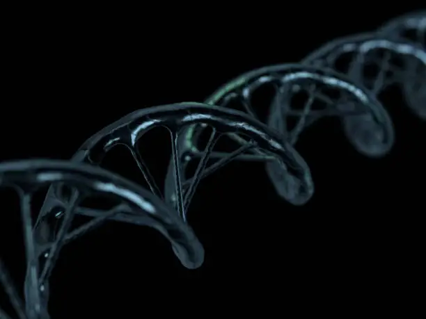 Photo of Digital illustration of a DNA model. 3D rendering