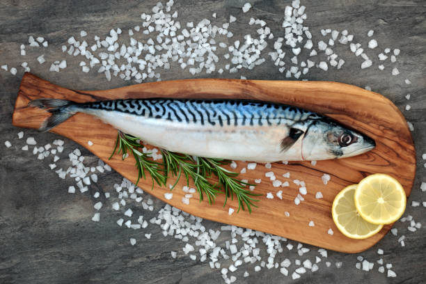 cavala de peixes para uma alimentação saudável - mackerel - fotografias e filmes do acervo