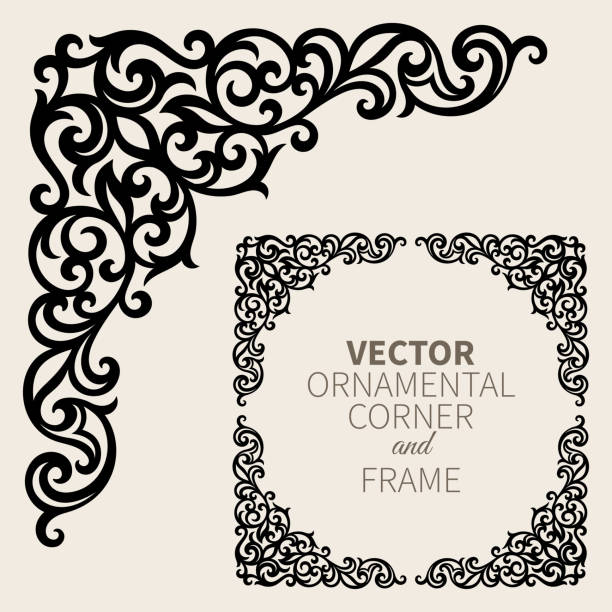 vektor-ornamentale ecke-frame - flourishes corner flower floral pattern stock-grafiken, -clipart, -cartoons und -symbole
