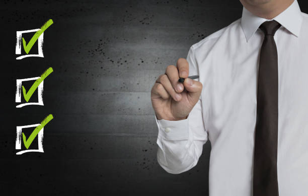 istock Checklist is written by businessman on screen 877098798