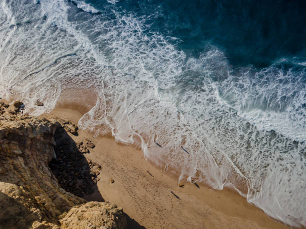 Droneshot, High Angle View Of Water and Rocks, Portugal