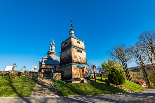 Orthodox wooden church in Komancza,Bieszczady,Poland. One of many located in Carpathian Mountains.