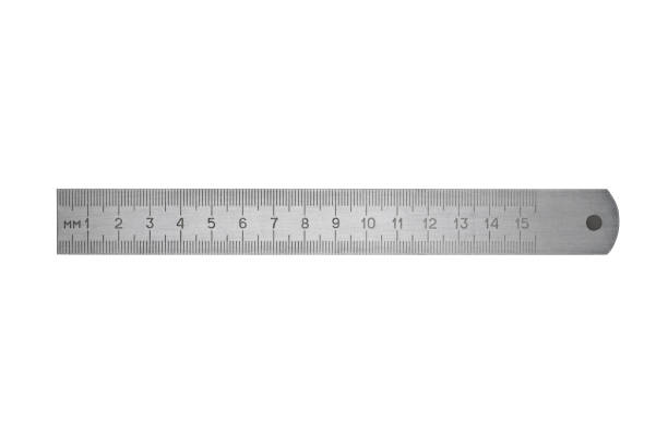 Metal Ruler On White Stock Photo - Download Image Now - Ruler