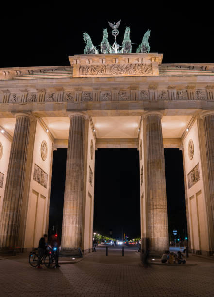 istock Historic  Brandenburg Gate illuminated at night 877111184