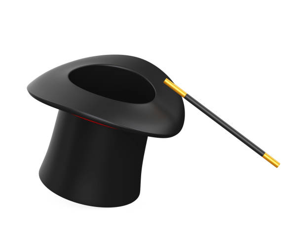 istock Magician Hat and Magic Wand Isolated 877111948
