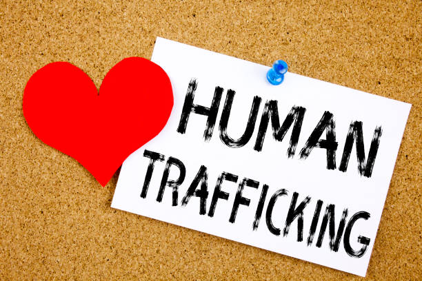 istock Conceptual hand writing text caption inspiration showing Human Trafficking concept for Slavery Crime Prevention and Love written on sticky note reminder cork background copy space 877114536