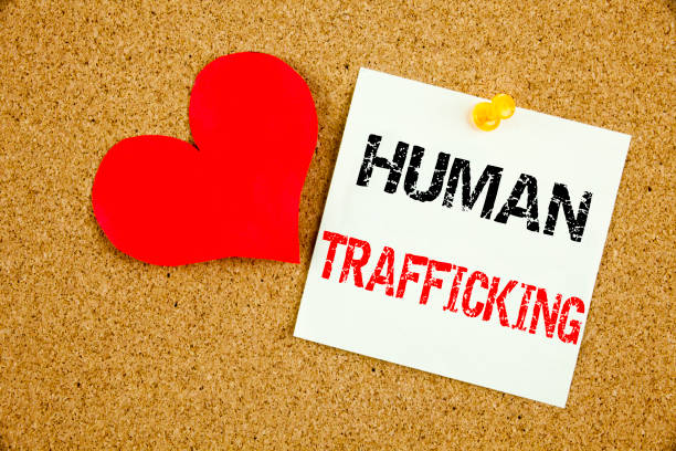 istock Conceptual hand writing text caption inspiration showing Human Trafficking concept for Slavery Crime Prevention and Love written on sticky note reminder cork background copy space 877114928