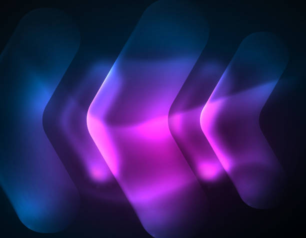 Futuristic neon glowing arrows techno background vector art illustration