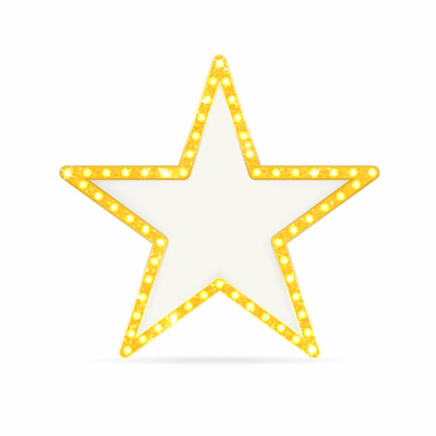 istock Retro gold star. Vintage frame with lights isolated on white background 877122126
