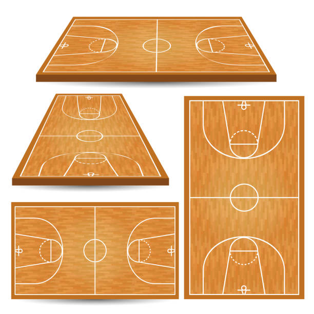 ilustrações, clipart, desenhos animados e ícones de fundo do corte de madeira de basquete - basketball court basketball floor court