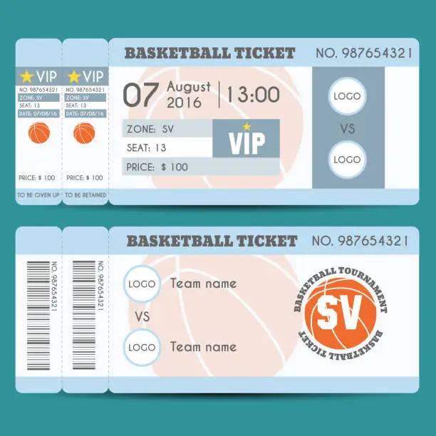 Vector illustration of Basketball Ticket Modern Design