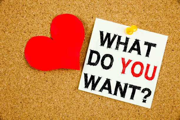 istock Conceptual hand writing text caption inspiration showing Question What Do You Want concept for Goal Motivation Plan and Love written on sticky note reminder cork background copy space 877136796