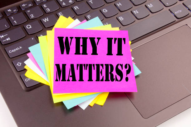 istock Writing Question Why It Matters text made in office close-up on laptop computer keyboard. Business concept for Motivation Goal Achievement Workshop on the black background with copy space 877143978